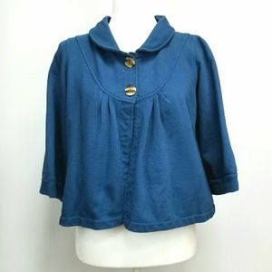 Cotton Basics Cropped Swing Blue Sweater M